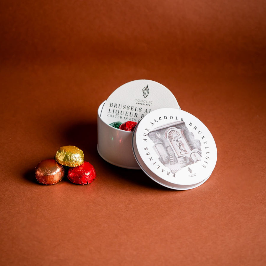 Pralines aux Alcools Bruxellois – Boîte Métal Édition Bruxelles 🥃