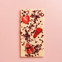 Tablette Fraises & crispy framboise - Chocolat blanc