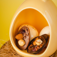 Küken – Origami-Hähnchen in Milch- oder dunkler Schokolade mit kleinen gefüllten Eiern – NUR LOKALE SAMMLUNG