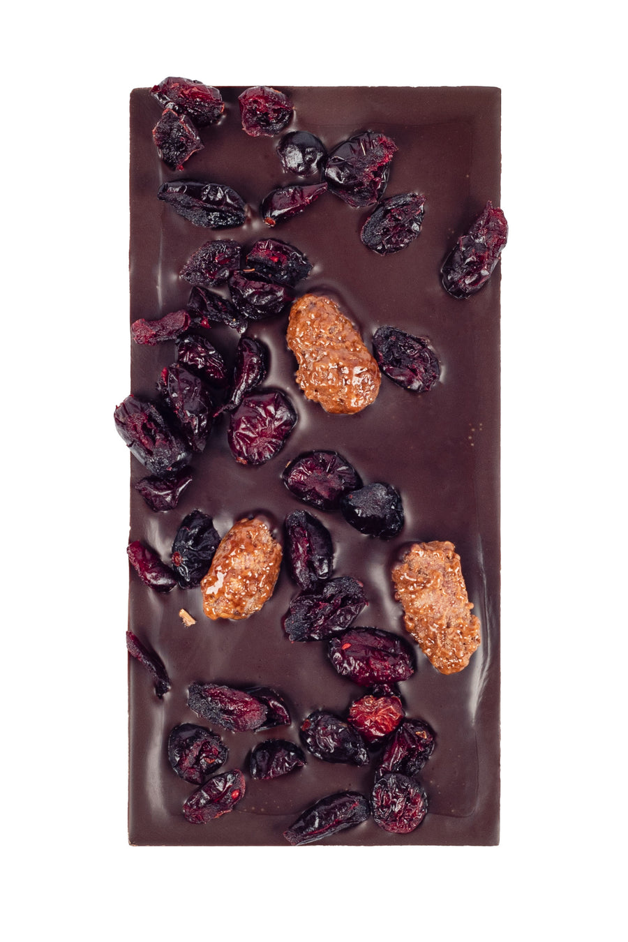 tablette de chocolat noir, cranberry, amandes Largueta, caramélisées, miel, boutique en ligne Shopify.